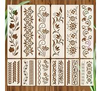 Durdiiy 12 Pcs Lace Border Painting Stencils for Crafts Reusable, Drawing Templates for DIY Crafts, Scrapbook, Card Making, Wall Decor and Home Decoration