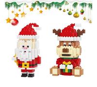 Durdiiy 2 Christmas Building Set, Christmas Building Blocks Toy Contain Santa Claus and Reindeer Or Christmas Tree and Snowman for 6 Plus Year Old Kids,Teenagers Adults Gift for Birthday (A)