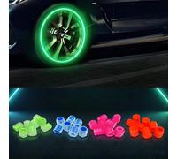 Durdiiy 20 Car Dust Caps for Tyres, Multicoloured Tire Valve Caps, Fluorescent Tyre Luminous Universal Glow in the Dark Tyres Bike Bicycle SUVs Motorcycles