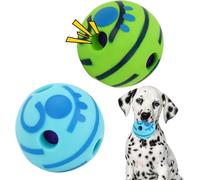 Durdiiy 2Pcs Giggle Balls - Interactive Dog Toys, Squeaky Balls for Dogs, Relieve Anxiety, Train (3.4", Green+Blue)