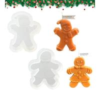 Durdiiy 3D Christmas Gingerbread Man Candle Moulds, 2pcs Silicone Mould Candle Soap Mould Wax Aromatherapy Mold Epoxy Casting Molds Making Kit for Chocolate Cake Decor Party Gift Craft DIY (B)