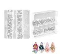 Durdiiy 3D Flower Nail Mold, Silicone Nail Art Stamp Mold for DIY Manicure, Transparent Nail Decoration Mold for Home Salon, Nail Design Tool