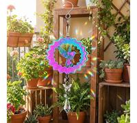 Durdiiy 3D Spiral Wind Chimes Gradient Colored Moon Angel Butterfly Wind Spinners for Outdoor Yard and Garden Decorations (Bird-color)