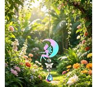 Durdiiy 3D Spiral Wind Chimes Gradient Colored Moon Angel Butterfly Wind Spinners for Outdoor Yard and Garden Decorations (color)