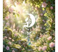 Durdiiy 3D Spiral Wind Chimes Gradient Colored Moon Angel Butterfly Wind Spinners for Outdoor Yard and Garden Decorations (silver)