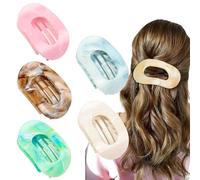 Durdiiy 5PCS Flat Hair Claw Clips for Women, Multicoloured French Round Thick or Thin Hair, Curved Design Duckbill Hair Clips for Lying, Driving - Matte Strong Hold, Hair Accessories Women and Girls