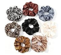 Durdiiy 8 PCS Satin Scrunchies Set for Women, Hair Scrunchies, Soft Silk Hair Ties, Elastic Hair Accessories for Girls, No Crease No Damage, Suitable for Daily Use and Special Occasions
