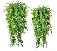 Durdiiy Artificial Persian Grass Hanging Vines 2 Pack, Fake Trailing Plants for Indoor Outdoor Use, Faux Hanging Greenery Decor for Home, Kitchen, Garden, Patio, Office, Bathroom, Wall, Shelf