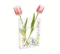 Durdiiy Book Vase+60 Sheets Flower Stickers, Creative Clear Vase for Flowers DIY Acrylic Shaped Vases Tulips Modern Lover Gift Office, Living Room, Bedroom, Bookshelf, Dining Table