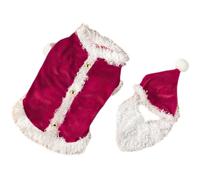 Durdiiy Christmas Pet Clothes, Pets Christmas Outfit Dog Xmas Costumes Cat Christmas Costumes with Santa Claus Hat Cute Warm Xmas Suit with Cap Santa Claus Jumpsuit for Small Medium Puppy Kitten
