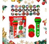 Durdiiy Flashlight Projector for Kids, Christmas 24 Patterns Slide Projector Torch Projection Light, Christmas Flashlight Projector Torch Lamp Xmas Projection Torch for Kids Birthday Gift (Green)