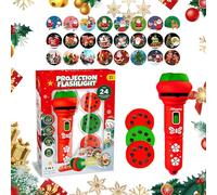 Durdiiy Flashlight Projector for Kids, Christmas 24 Patterns Slide Projector Torch Projection Light, Christmas Flashlight Projector Torch Lamp Xmas Projection Torch for Kids Birthday Gift (red)