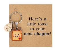 Durdiiy Funny Toast Keyring,New Beginnings Gifts, Cute Toast Design Key Ring, Suitable for Housewarming, graduation, Birthday, New Job Gifts for Women, Men, Friends, Parents Colleagues