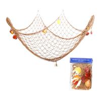 Durdiiy Nautical Fishing Net 1.5x2m Wall Hanging with Seashells - Coastal Rope Decor Natural Ocean Themed Mediterranean Style Fishing Net for Beach Party,Wedding,photography Wall Decoration (flax)