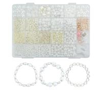 Durdiiy Pearl Beads for Craft, White Set, Fake Pearls Small Sew on with Holes Jewelry Making, Bracelets, Necklaces, Hairs, Crafts, Jewellery Making，Decoration and Vase Fil (A)