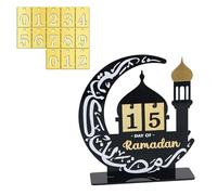 Durdiiy Ramadan Mubarak Advent Calendar, Acrylic Eid Kareem Countdown for Home Office Table Decorations,30 Days Til Eid, Countdown Calendars Decoration for Islamic Muslim Al-Fitr Party Supplies (B)