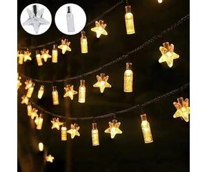 Durdiiy String Lights Star Fairy Bottle with 3M 20 LED Battery Powered Lights, Three Mode Decoration Lightning for Christmas Wedding Birthday Valentine Party Balcony Garden Bedroom Indoor&Outdoor