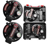 DURDUR 2 Pack 8 Inch Vacuum Lifter Battery Tile Lifter with Pressure Gauge 250 kg | Battery x 4, Electric Suction Lifter Load Capacity, Three-Pad Vacuum Glass Lifter for Transport of Aquarium, Tiles,