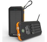 Durecopow Solar Charger Power Bank 20,000mAh, Portable Charger, 4 Cables 3 Ports Fast Charging External Battery Pack with USB C for Cell Phones, Solar Panel Charger with Dual Flashlight for Camping