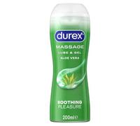 Durex 2-in-1 Aloe Vera Lubricant & Massage Gel 200ml - Water-Based Lube, Soothing & Moisturising, Non-Greasy, Condom Safe, Toy Compatible