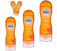 Durex 2 in 1 Massage Guarana, 600ml (200ml x 3), Water Based Lube | 2in1 Massage Lube, Water Based Lubricant, Foreplay, Sensual Foreplay, Condom & Toy Compatible, Smooth & Silky, Easy To Clean