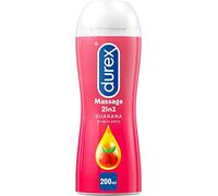 Durex 2-in-1 Stimulating Gel and Massage Lubricant, Multi-Coloured, Guaranà Scent, 200ml - Enhances Intimacy, Relaxation, Smooth Texture, Perfect for Couples