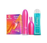 Durex 2-in-1 Vibrator with Teaser Tip & Tingling Lube 100ml, 7 Modes | Adult Toys, Sensory, Quiet, Multi, Speed, Water Resistant