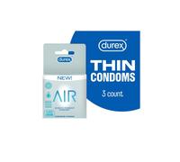 Durex Air Condoms, Extra Thin, Transparent Natural Rubber Latex Condoms for Men, FSA & HSA Eligible, 3 Count