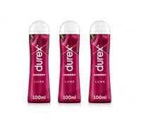 Durex Cherry Lubricant 100ml (3 Pack, 300ml)- Water-Based Flavoured Lube, Smooth Non-Greasy Formula, Easy Wash Off, Condom Safe, Toy Compatible