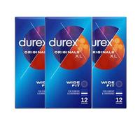 Durex Comfort XL Extra Large Lubricated Condoms, 36 Count (3 Packs of 12) - Enhanced Fit for Maximum Ease and Safety