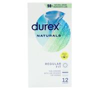 DUREX Condoms Naturals Regular Fit 12 Pack | Thin Latex for Enhanced Sensation | 98% Natural Lubricant | Comfortable Safe Fit for Intimacy | Latex Condoms for Protection + EPISHED Guide Included