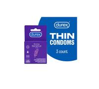 Durex Extra Sensitive Condoms, Ultra Thin, Lubricated Natural Rubber Latex Condoms for Men, FSA & HSA Eligible, 3 Count