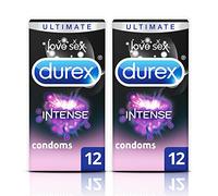 Durex Feel Intense, 24 Condoms (12s x 2 pack), Ribbed & Dotted, Lubricated