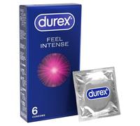 Durex Feel Intense, 6 Condoms, Ribbed & Dotted, Pre Lubricated | Ribbed & Dotted, Desirex Gel for Enhanced Vaginal Stimulation, Regular Fit Condoms, Speed Her Up, Easy On, Teat Ended