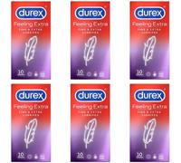 Durex Feeling Extra Condoms Extra Lubrifes & Extra Fins 10pcs (Pack Of 6)