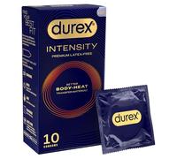 Durex Intensity Condoms, 10s, Regular Fit, Better Body Heat Transfer, Latex Free, Ultra Thin Plus, Our Thinnest Condom Yet, Transparent, Moulds to Your Shape