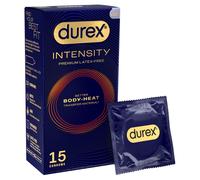 Durex Intensity Condoms, 15s, Regular Fit, Better Body Heat Transfer, Latex Free, Ultra Thin Plus, Our Thinnest Condom Yet, Transparent, Moulds to Yo