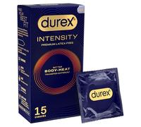 Durex Intensity Condoms, 15s, Regular Fit, Better Body Heat Transfer, Latex Free, Ultra Thin Plus, Our Thinnest Condom Yet, Transparent, Moulds to Your Shape