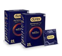 Durex Intensity Condoms, 25s (Pack of 2, 50 Condoms), Wide Fit, Better Body Heat Transfer, Latex Free, Ultra Thin Plus, Our Thinnest Condom