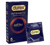 Durex Intensity Condoms, 5s, Regular Fit, Better Body Heat Transfer, Latex Free, Ultra Thin Plus, Our Thinnest Condom Yet, Transparent, Moulds to Your Shape