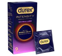 Durex Intensity Extra Lube Condoms, 9s, Regular Fit, Better Body Heat Transfer,