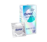 Durex Invisible, 12 Condoms, Close Fit, with Silicone Lube, Teat Ended, Smooth Shape, Trusted Durex Protection, Natural Latex Condoms