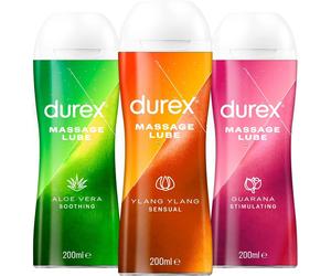 Durex Lubes, Bundle of Massage lubricants, 3 x 200 ml (Packaging May Vary)