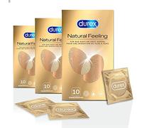 Durex Natural Feeling Condoms - Latex-Free Condoms for a Natural Skin on Skin Feel - 30 Pack (3 x 10 Pieces)