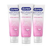 Durex Naturals Extra Sensitive, 300ml (100ml x 3), Water Based Lube | Gentle On Skin, Water Based Lubricant, Non Greasy, Condom & Toy Compatible, Ease Vaginal Dryness, 100% Natural Ingredients