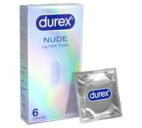 Durex Nude, 6 Condoms, Ultra Thin, Pre Lubricated, Silicone Lube