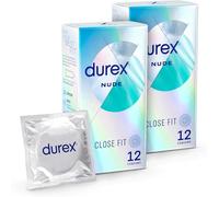 Durex Nude, Condoms, Close Fit, 12s, Ultra Thin, Designed to Feel It All, with Silicone Lube Pack of 4 (48 Condoms)