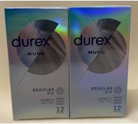 Durex Nude Regular Fit Quality Condoms 12 Pack x 2 (Total 24) Premium Feel