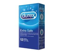 Durex Originals Extra Safe, 12 Condoms, Regular Fit, Silicone Lubricated | Easy On Shape, Teat Ended,Designed Thicker for Extra Reassurance, Natural Latex, Pre Lubricated with Silicone Lube