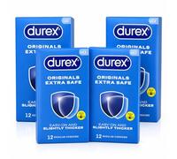 Durex Originals Extra Safe, 48 Condoms (12s x 2), Silicone Lubricated | Easy On Shape, Teat Ended,Designed Thicker for Extra Reassurance, Natural Latex, Pre Lubricated with Silicone Lube